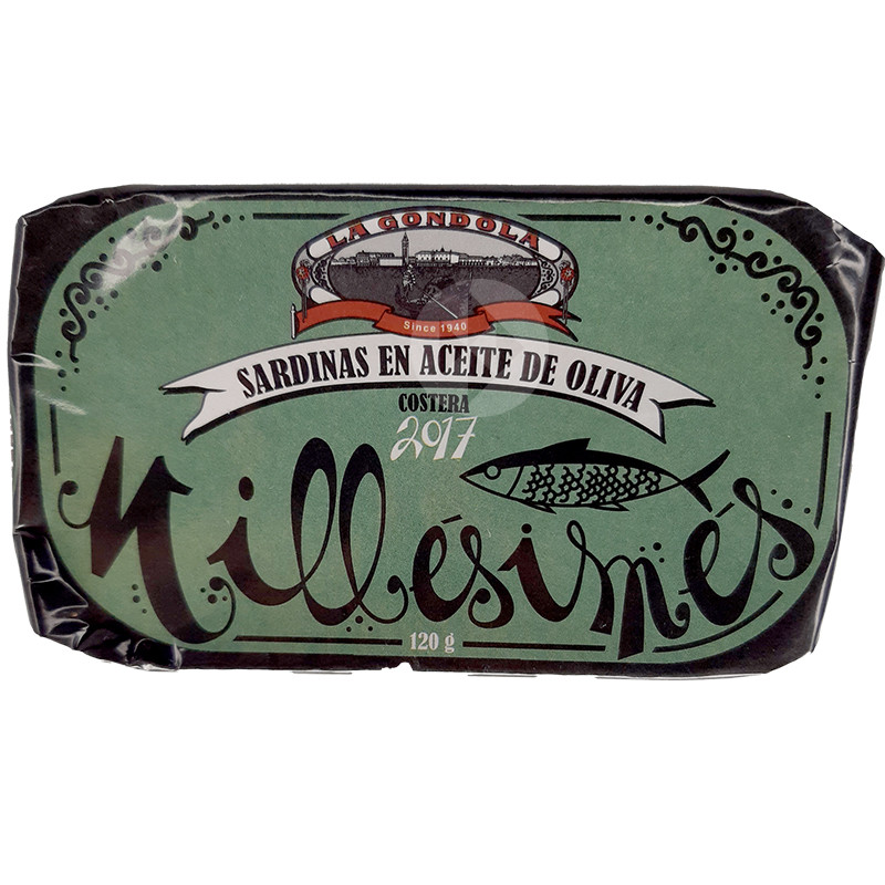 SARDINAS MILESIMES EN ACEITE DE OLIVA LATA 120g.(12p/caja)